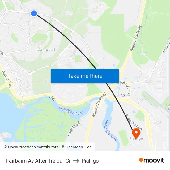 Fairbairn Av After Treloar Cr to Pialligo map
