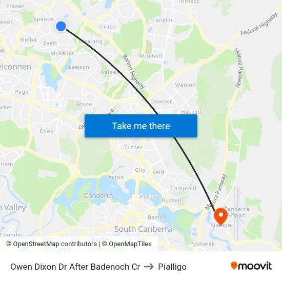 Owen Dixon Dr After Badenoch Cr to Pialligo map