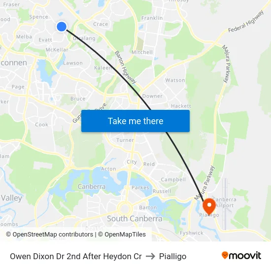 Owen Dixon Dr 2nd After Heydon Cr to Pialligo map