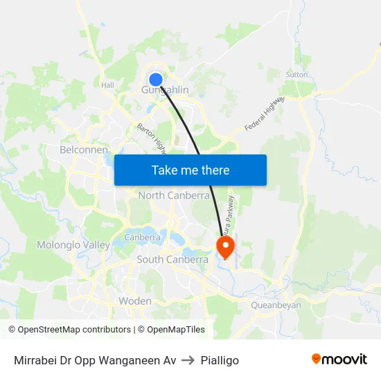 Mirrabei Dr Opp Wanganeen Av to Pialligo map