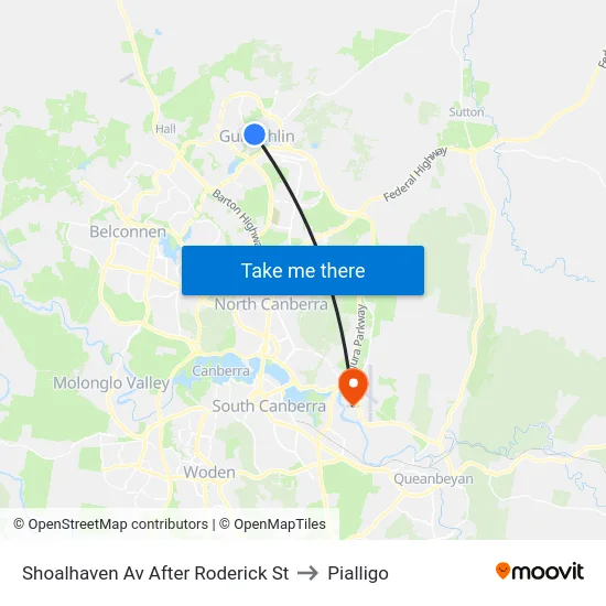 Shoalhaven Av After Roderick St to Pialligo map
