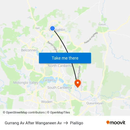 Gurrang Av After Wanganeen Av to Pialligo map
