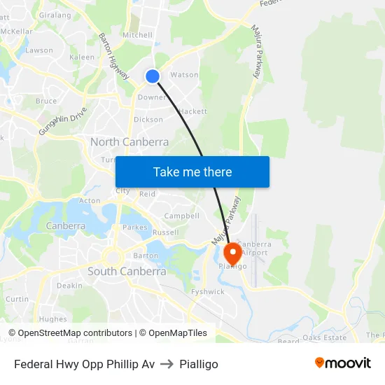 Federal Hwy Opp Phillip Av to Pialligo map