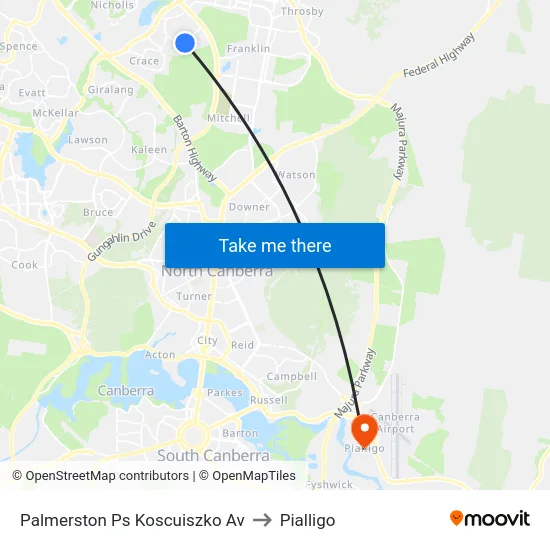 Palmerston Ps Koscuiszko Av to Pialligo map