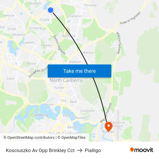 Kosciuszko Av Opp Brinkley Cct to Pialligo map