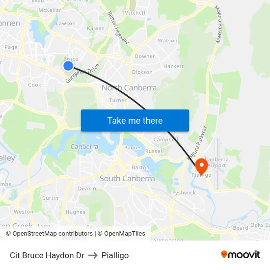 Cit Bruce Haydon Dr to Pialligo map