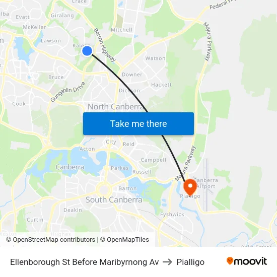 Ellenborough St Before Maribyrnong Av to Pialligo map