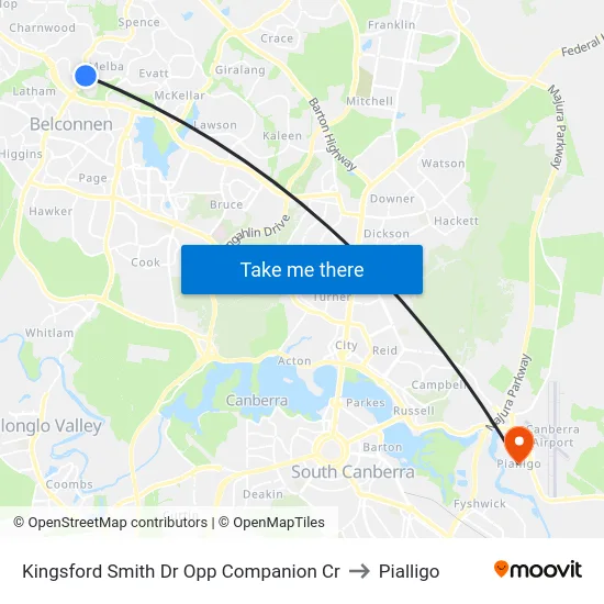 Kingsford Smith Dr Opp Companion Cr to Pialligo map