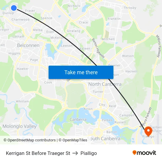 Kerrigan St Before Traeger St to Pialligo map