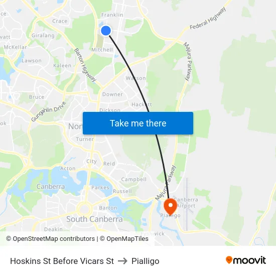 Hoskins St Before Vicars St to Pialligo map
