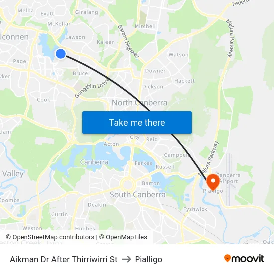 Aikman Dr After Thirriwirri St to Pialligo map