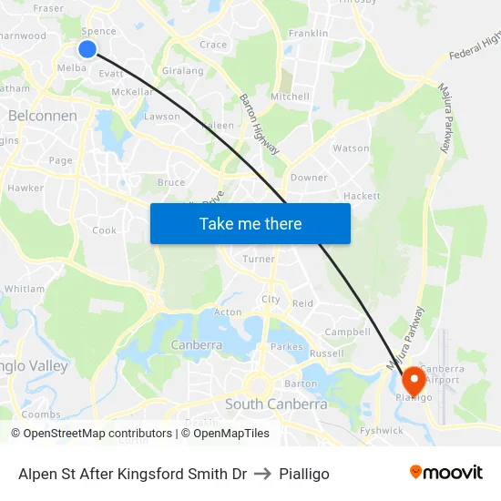 Alpen St After Kingsford Smith Dr to Pialligo map