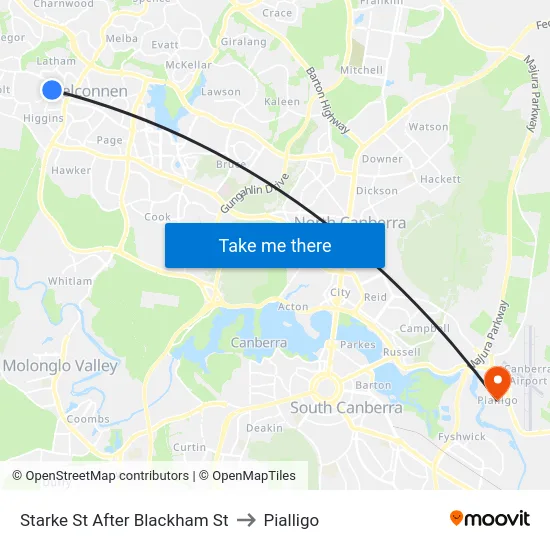 Starke St After Blackham St to Pialligo map