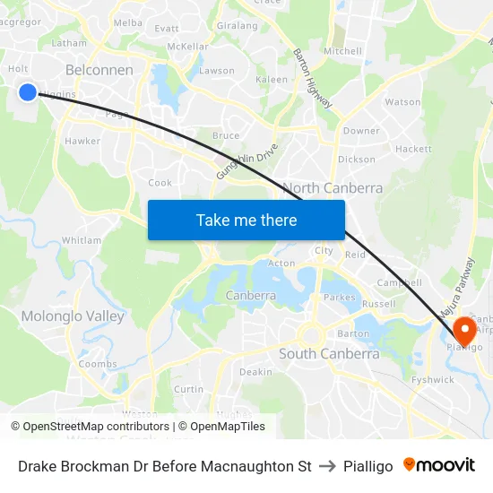 Drake Brockman Dr Before Macnaughton St to Pialligo map
