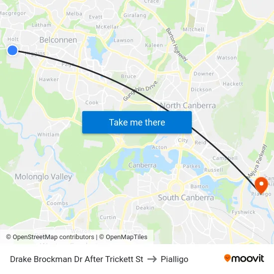 Drake Brockman Dr After Trickett St to Pialligo map