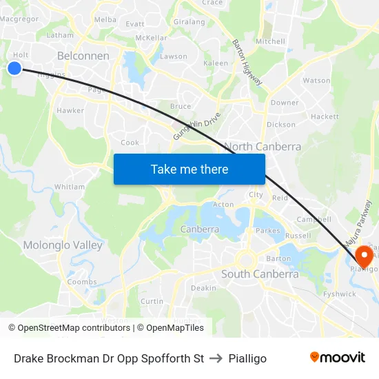 Drake Brockman Dr Opp Spofforth St to Pialligo map