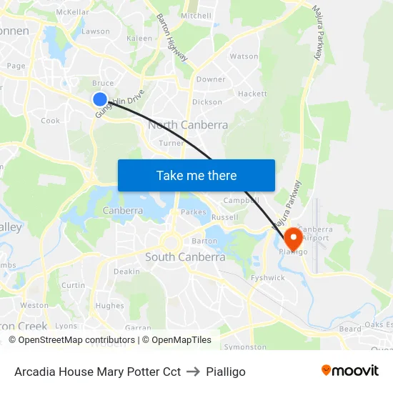 Arcadia House Mary Potter Cct to Pialligo map
