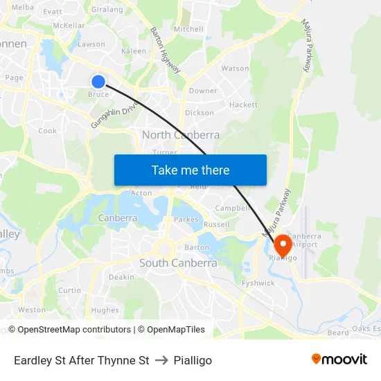 Eardley St After Thynne St to Pialligo map