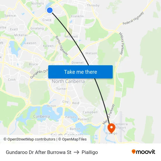Gundaroo Dr After Burrowa St to Pialligo map