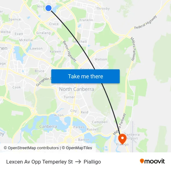Lexcen Av Opp Temperley St to Pialligo map
