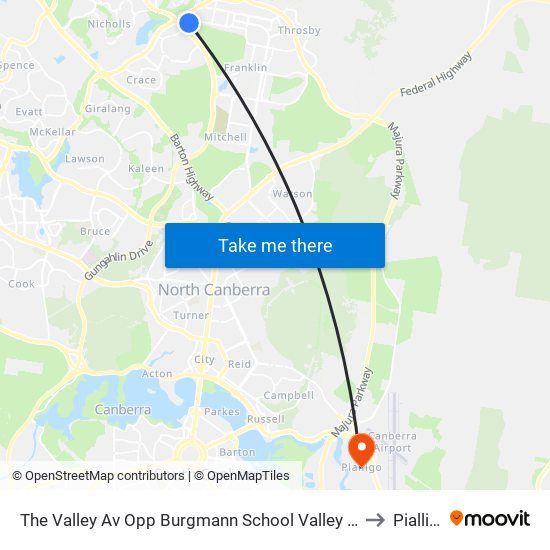 The Valley Av Opp Burgmann School Valley Campus to Pialligo map