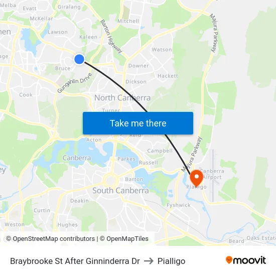 Braybrooke St After Ginninderra Dr to Pialligo map