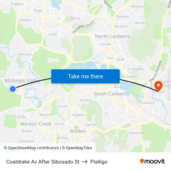 Coaldrake Av After Sibosado St to Pialligo map