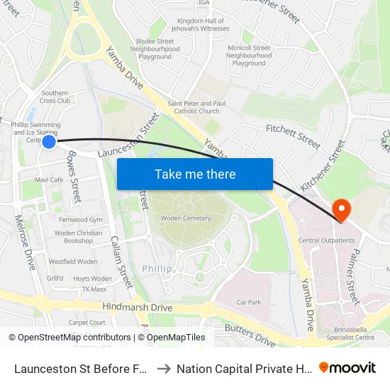 Launceston St Before Furzer St to Nation Capital Private Hospital map