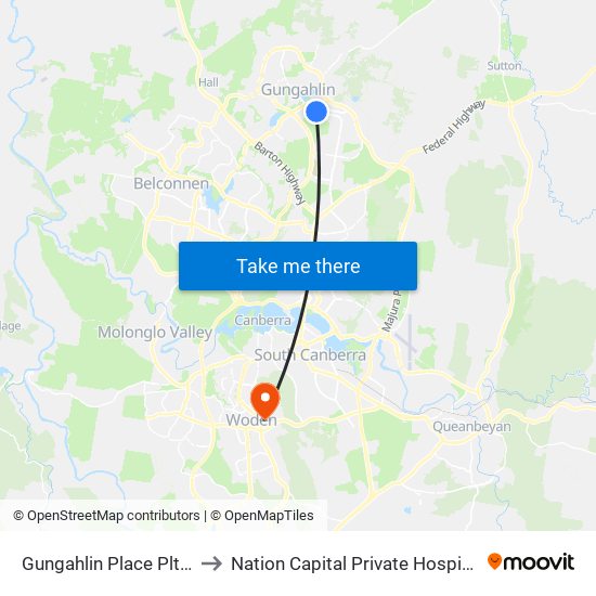 Gungahlin Place Plt 3 to Nation Capital Private Hospital map