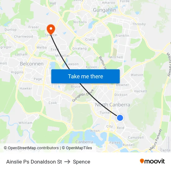 Ainslie Ps Donaldson St to Spence map