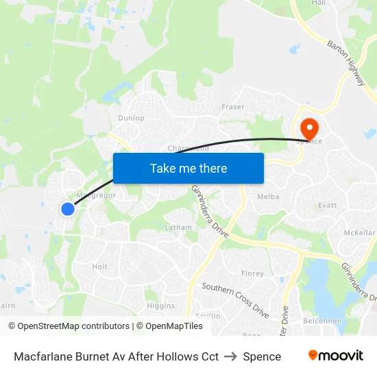 Macfarlane Burnet Av After Hollows Cct to Spence map