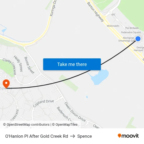 O'Hanlon Pl After Gold Creek Rd to Spence map