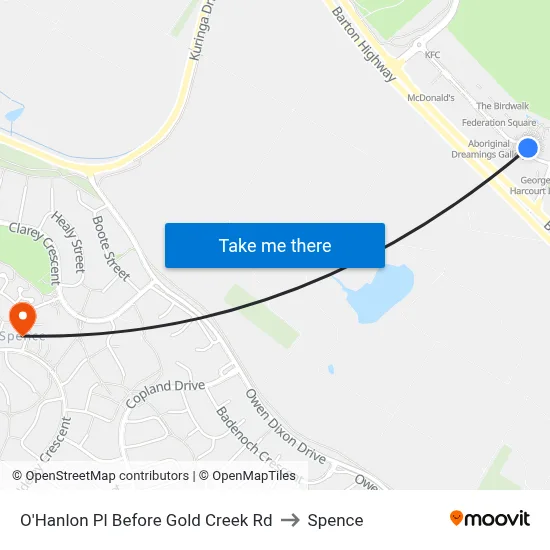 O'Hanlon Pl Before Gold Creek Rd to Spence map