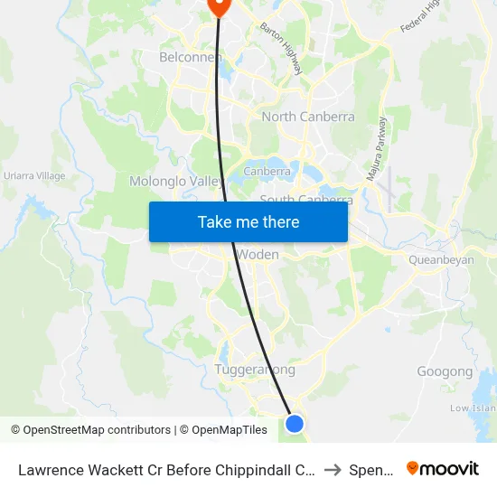 Lawrence Wackett Cr Before Chippindall Cct to Spence map
