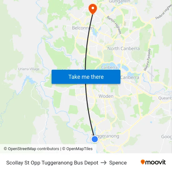 Scollay St Opp Tuggeranong Bus Depot to Spence map
