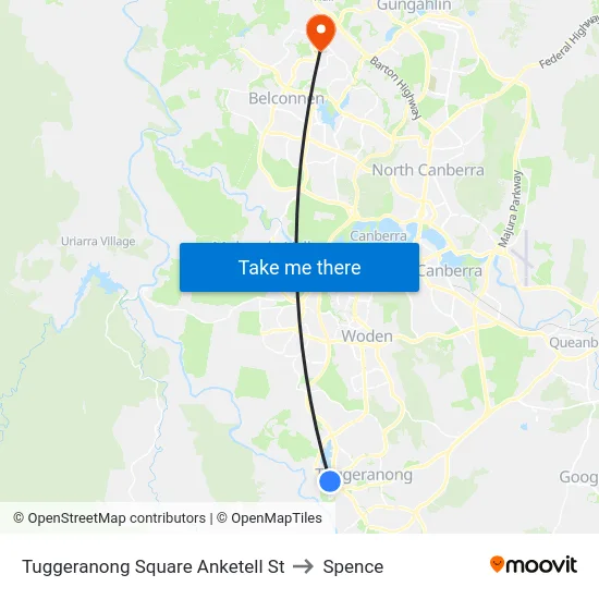 Tuggeranong Square Anketell St to Spence map