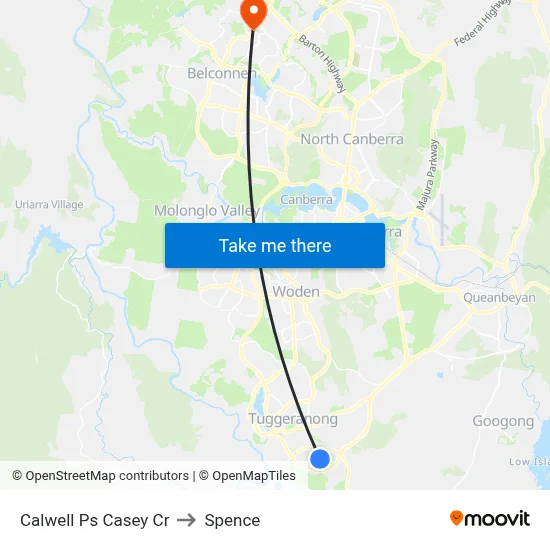 Calwell Ps Casey Cr to Spence map