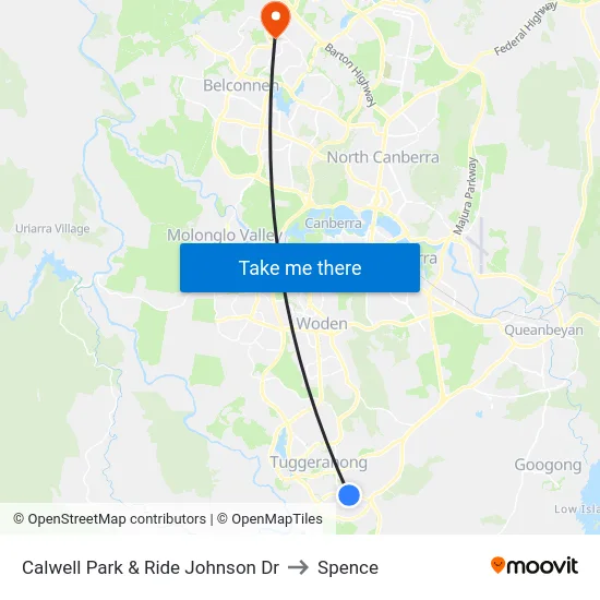 Calwell Park & Ride Johnson Dr to Spence map