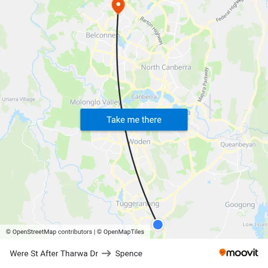 Were St After Tharwa Dr to Spence map