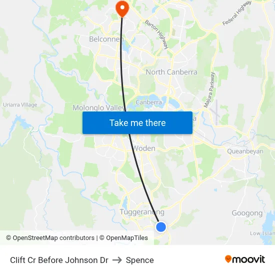 Clift Cr Before Johnson Dr to Spence map