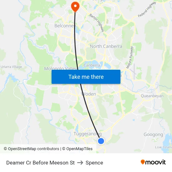 Deamer Cr Before Meeson St to Spence map