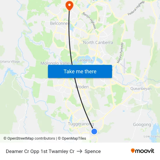 Deamer Cr Opp 1st Twamley Cr to Spence map