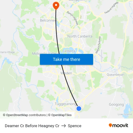 Deamer Cr Before Heagney Cr to Spence map