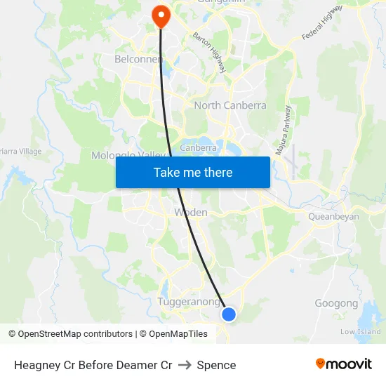 Heagney Cr Before Deamer Cr to Spence map