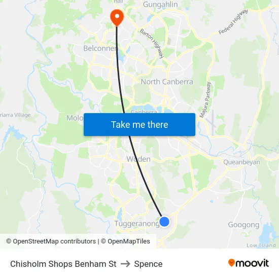 Chisholm Shops Benham St to Spence map