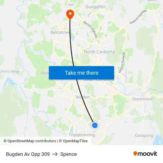 Bugden Av Opp 309 to Spence map