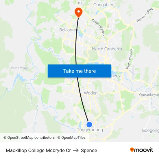 Mackillop College Mcbryde Cr to Spence map