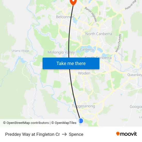 Preddey Way at Fingleton Cr to Spence map