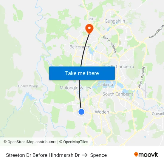 Streeton Dr Before Hindmarsh Dr to Spence map