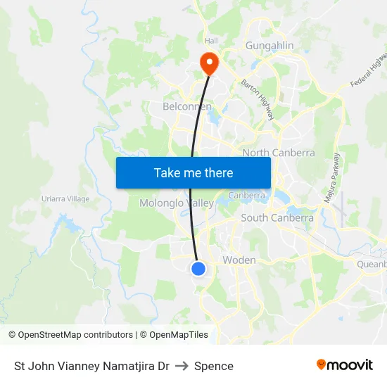 St John Vianney Namatjira Dr to Spence map